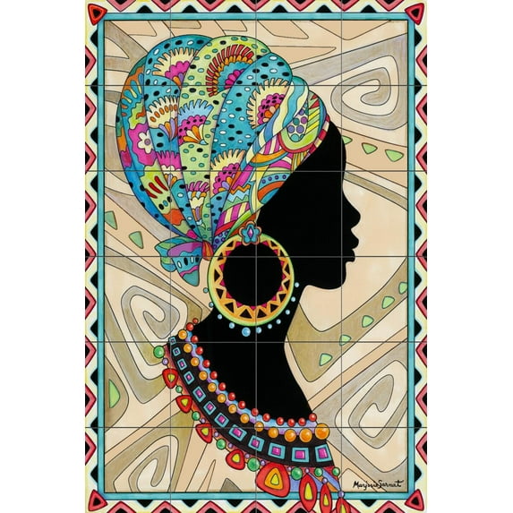 Tile Mural Kitchen Backsplash - African Profile - by Marjorie Sarnat