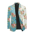 thumbnail image 3 of Cloudstyle Men's Patchwork Printed Notch Lapel Single-Breasted One-Button Blazer with Center Back Vent, 3 of 10