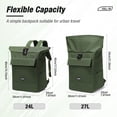 thumbnail image 4 of SYCNB Rolltop Backpack for Men & Women, Waterproof Travel Backpack with computer compartment, 24L/27L Expandable Capacity Daypack for Work College Trip, Olive Green, 4 of 6