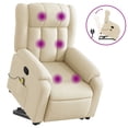 thumbnail image 1 of vidaXL Stand up Massage Recliner Chair Cream Fabric, 1 of 5