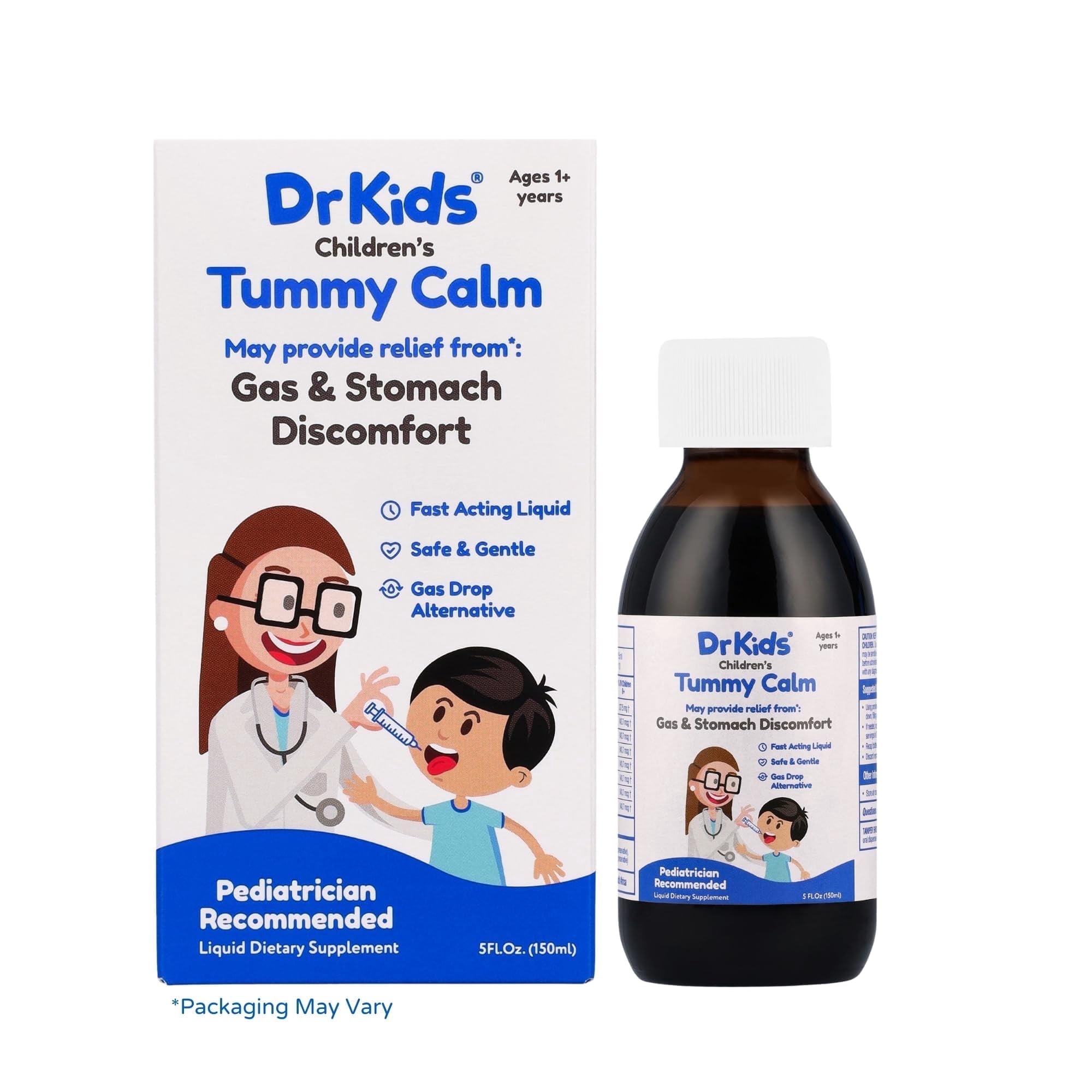 DrKids Tummy Calm Children's Gas & Stomach Discomfort, Great Tasting Oral Solution, May Relieve Gas & Stomach Discomfort, Fast-Acting, Age 1+ Years, Gas Drop Alternative. 5 Fl Oz