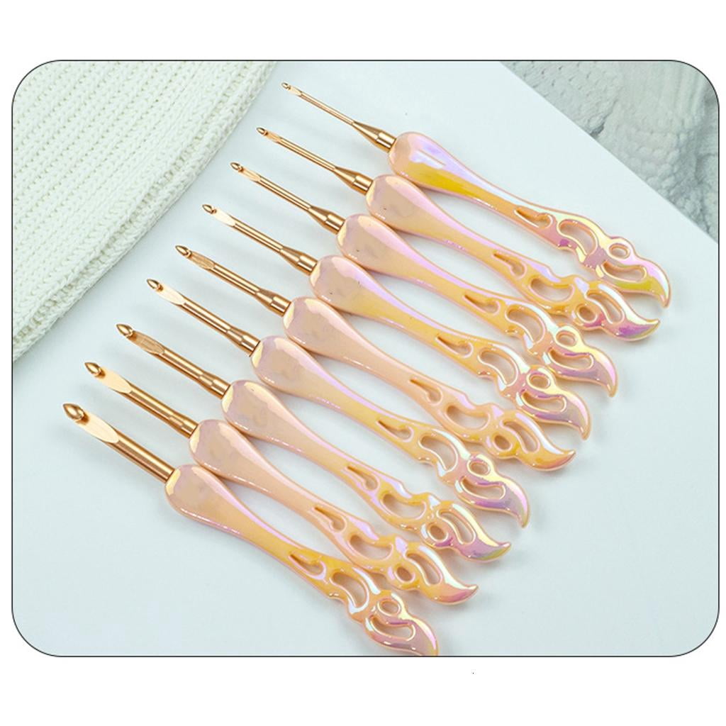 Giaone Sturdy Acrylic Crochet Hook Set Elegant Color Large Handle For Knitting And Crafting
