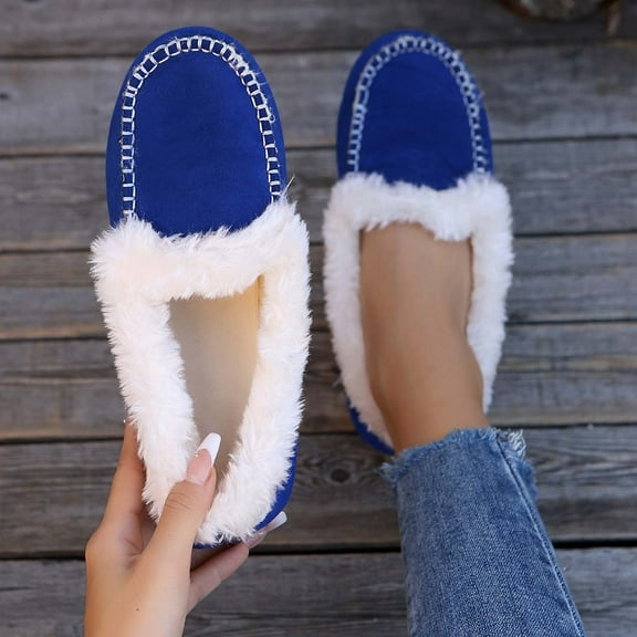 Aloohaidyvio Women Slippers Moccasins, Soft Faux Fur Lining,Women with Indoor & Outdoor Anti-Skid Sole Loafers Shoes