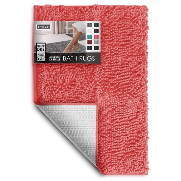 Alfombra de baño Hearth & Harbor de chenilla antideslizante, 43 x 61 cm
