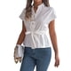 thumbnail image 3 of Blusas de Mujer con Botones, Blusas Casuales de Verano, Camisas Elegantes de para el Trabajo, Blancas, S, 3 of 8