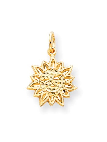 10k Yellow Gold SUN Charm Pendant 