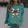 thumbnail image 2 of Fiaer Bow Women Sweatshirts Christmas Baggy Tops Holiday Crew Neck Trendy Long Sleeve Cozy Leisure Pullover Green S, 2 of 4