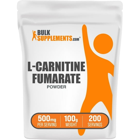 BulkSupplements L-Carnitine Fumarate Powder, 500mg Per Serving - 100 Grams (3.5 oz) - 200 Servings