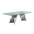 thumbnail image 3 of Clear Glass 9pc Dining Set with Silver Stainless Steel and 8 Chairs, 3 of 4