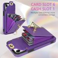 thumbnail image 3 of Phone Case for iPhone 13 Pro 6.1 inch Wallet Cover with Credit Card Holder Zipper Slot Crossbody Strap Lanyard Leather Stand Cell iPhone13Pro 5G i i-Phone i13 iPhone13 13Pro Women Girls Purple, 3 of 7