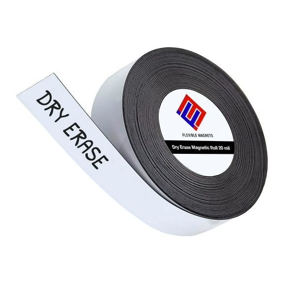 Dry Erase Magnetic Strip Roll Write on / Wipe off Magnet Without Marker (5 Inch x 10 Feet)