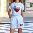 thumbnail image 3 of Stamzod Girls' Clothing Sets American Flag Short Sleeve Tops and Shorts Summer 2 Piece Outfits 3-14 Years Light Blue 3-4 Years, 3 of 6