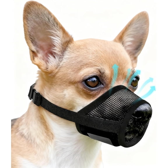 Dog Muzzle for Small Dogs, Bite-Proof Breathable Mesh with Adjustable Strap for Grooming, Training & Vet Visits, L 4.7-5.9 Inches (S)