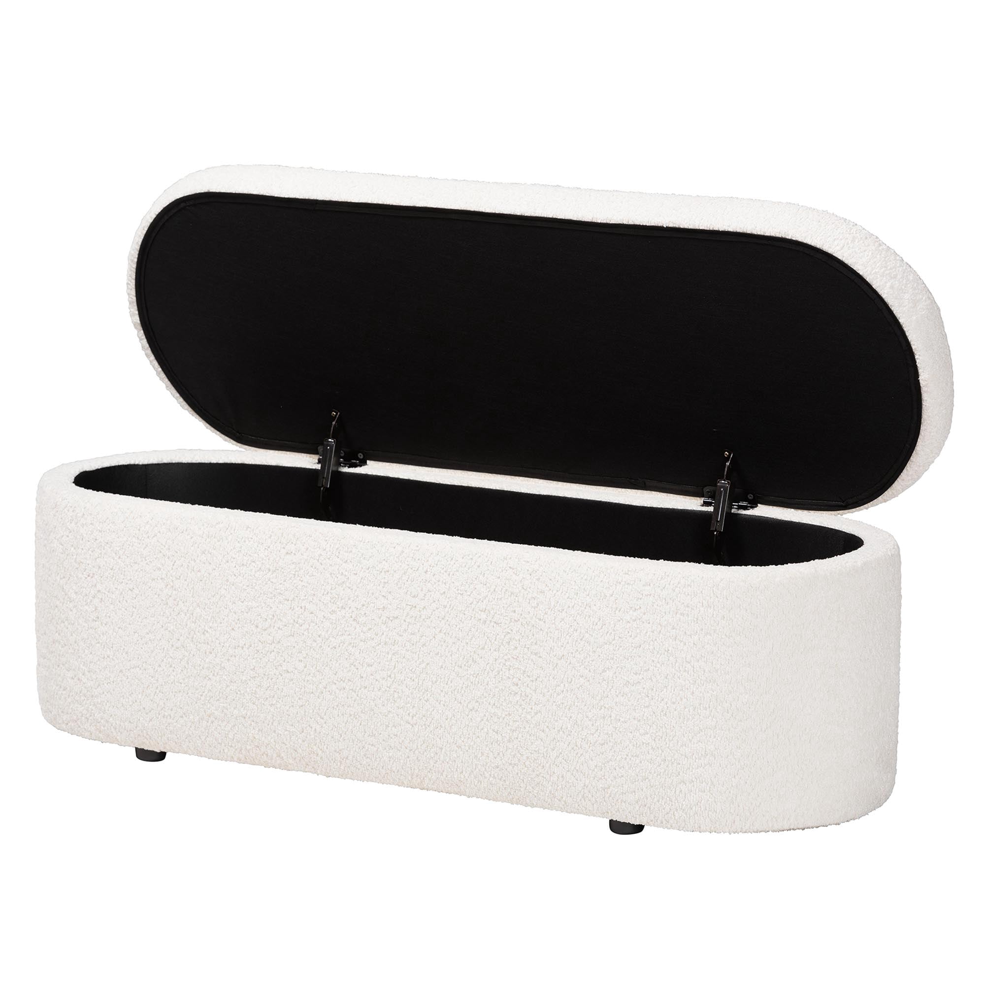 Baxton Studio Lavina Modern Storage Bench, Teddy-Bear Fabric, Black