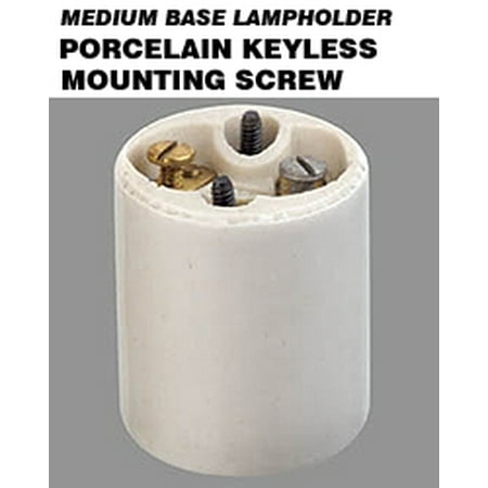 

Leviton 10035 Keyless Lampholder Incandescent Medium Base Mounting Screws Spring Center Contact 2-Terminal Screws - White (Package of 10)