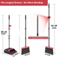 thumbnail image 4 of Upgrade Broom and Dustpan Set, TAIMASI Broom with Dustpan Combo with 52" Long Adjustable Handle, Ideal for Indoor Outdoor Garage Kitchen Room Office Lobby Use (Black&Red), 4 of 7