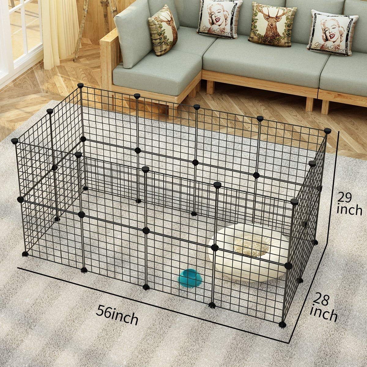 Seizeen Dog Playpens for Inside Outside, 32 Panels DIY Wire Pet Playpen, Portable Dog Fence, Small Animal Playpen for Hedgehogs, Hamsters, Guinea Pigs, Rabbits