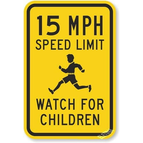 Warning Plaque Wall Decor 25 MPH Speed Limit - Watch For Children Sign Road Sign Business Sign Metal Tin Sign 8 X 12 Inch