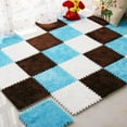 thumbnail image 2 of Leodye 1PCS Plush Foam Floor Mat Square Interlocking Carpet Tiles with Border Fluffy Play Mat Floor Tiles Soft Climbing Area Rugs for Home Playroom -11.81×11.81×0.39 IN, 2 of 3