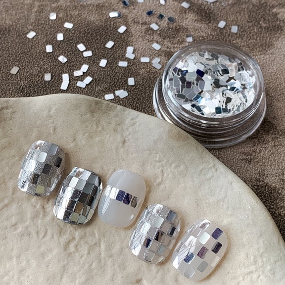 Silver Luxury Square Nail Charms - Elegant Nail Art Accessories for Professionals & DIY Enthusiasts