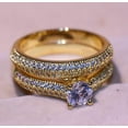 thumbnail image 2 of Sparkle Jewels White Round Cut Diamond 14k Yellow Gold Plated Bridal Set Promise Ring, 2 of 5