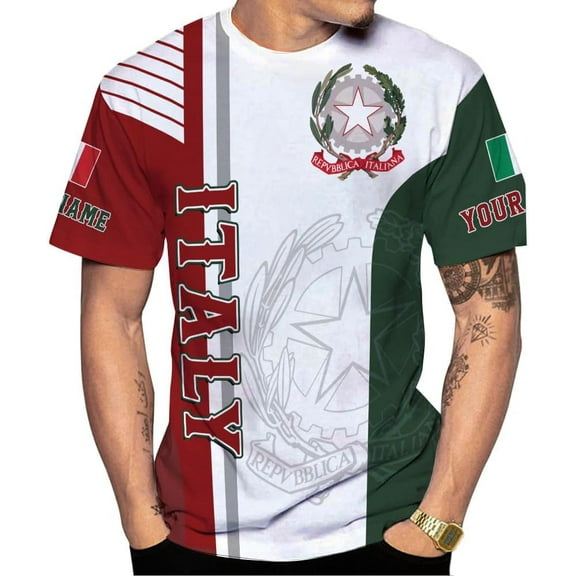 Personalized Name Italy Shirt 3D, Custom Italian Shirt Flag for Men and Women, Italian Flag Pride Shirt (T-shirt, S)