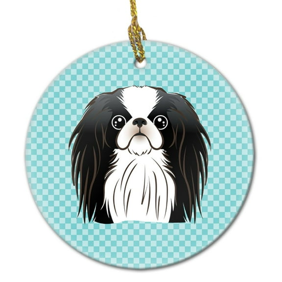 Carolines Treasures BB1168CO1 Checkerboard Blue Japanese Chin Ceramic Ornament 3 in multicolor