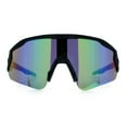 thumbnail image 4 of Polarized Mens Classic Oversized Mirror Wrap Half Rim Sport Plastic Sunglasses Matte Black - Green Mirror, 4 of 8