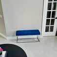 thumbnail image 1 of Heavenly Collection Blue Velvet Bench with Silver Metal Base – Modern Upholstered Accent Bench for Entryway, Bedroom, or Living Room, 1 of 9