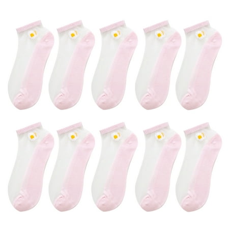 

NLAGER Socks 5Pairs Women Summer See Through Sheer Marguerite Low Cut Invisible Boat Socks