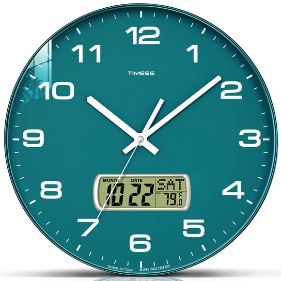 Reloj de pared TIMESS de 10 esferas, silencioso, sin tictac, con calendario perpetuo