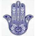 thumbnail image 3 of Hamsa Duvet Cover Set, Art Design Elements Antique Cabala Magic Themed Sign Print, Decorative 3 Piece Bedding Set with 2 Pillow Shams, Queen Size, Navy Blue, by Ambesonne, 3 of 3