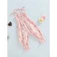 thumbnail image 3 of Seyurigaoka Baby Girls Summer Jumpsuit, Boho Floral Shoulder Straps Tie Ruched Long Romper, Toddler Girls Sling Long Pants One-Piece Jumpsuit, 3 of 8