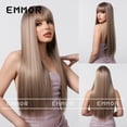 thumbnail image 2 of Cross-Border European and American Style New Product Full Bangs Champagne Brown Long Straight Hair Elegant Goddess Wig Synthetic Full Head Wig, 2 of 10