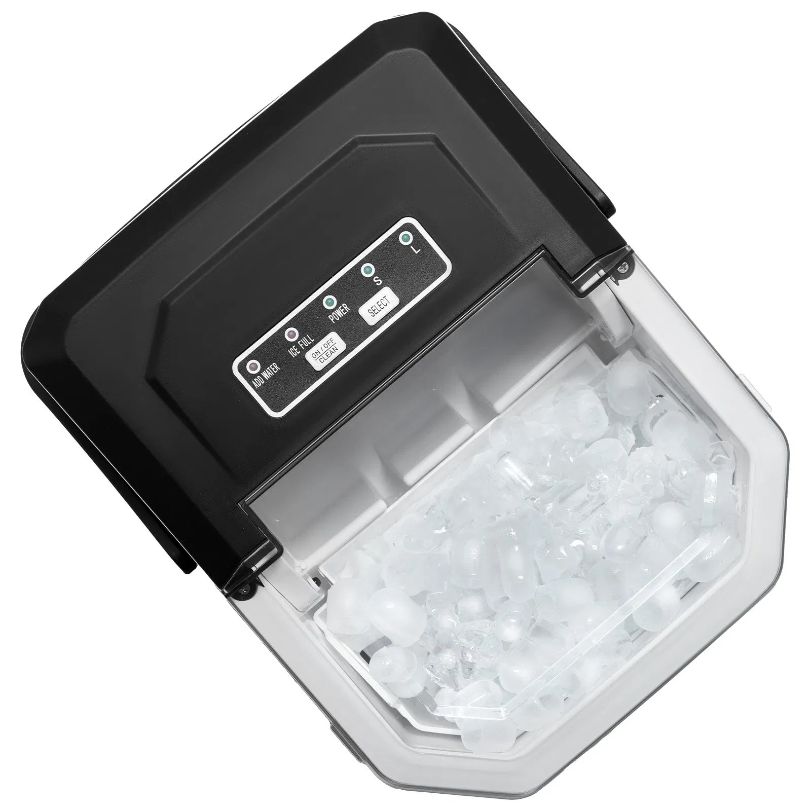 Quick ice maker, portable countertop ice maker, capable of producing ice blocks of two different sizes, easy to control, self-cleaning, with scoop basket, suitable for home use, bars, coffee shops