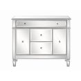 thumbnail image 2 of Benzara BM205521 Wooden Accent Cabinet with 3 Drawers & Mirror Accents, Silver, 2 of 5