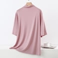 thumbnail image 5 of BUIGTTKLOP Womens Plus Size Pajamas Sets Half Sleeve High Neck Tops Drawstring High Waisted Lounge Pants Summer Outfits, 5 of 6