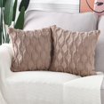 thumbnail image 3 of Paquete de 2 fundas de almohada decorativas de terciopelo de lana corta de felpa suave, funda de cojín de estilo lujoso, funda de almohada para sofá, dormitorio, cuadrado, 3 of 7