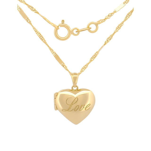 Cadena CON DIJE DE Corazón RELICARIO Casa del Anillo Oro SÓLIDO 14K amarillo 45 cm