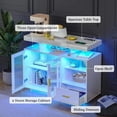 thumbnail image 4 of 39.4" Modern LED Sideboard Buffet Cabinet with Charging Station, High Glossy Cupboard with Body Sensor Light, Coffee Bar Cabinet My Lux Decor Round, 4 of 8