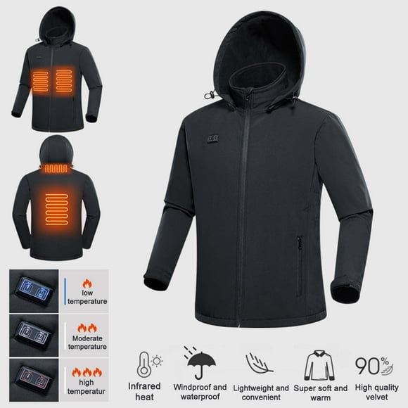 TIMIFIS Heated Jackets for Men Men's Intelligent Heating Top Solid Color Winter Comfortable Long Sleeve Coat Sweater Winter Outdoor Soft Electric Heating CoatFall/Winter