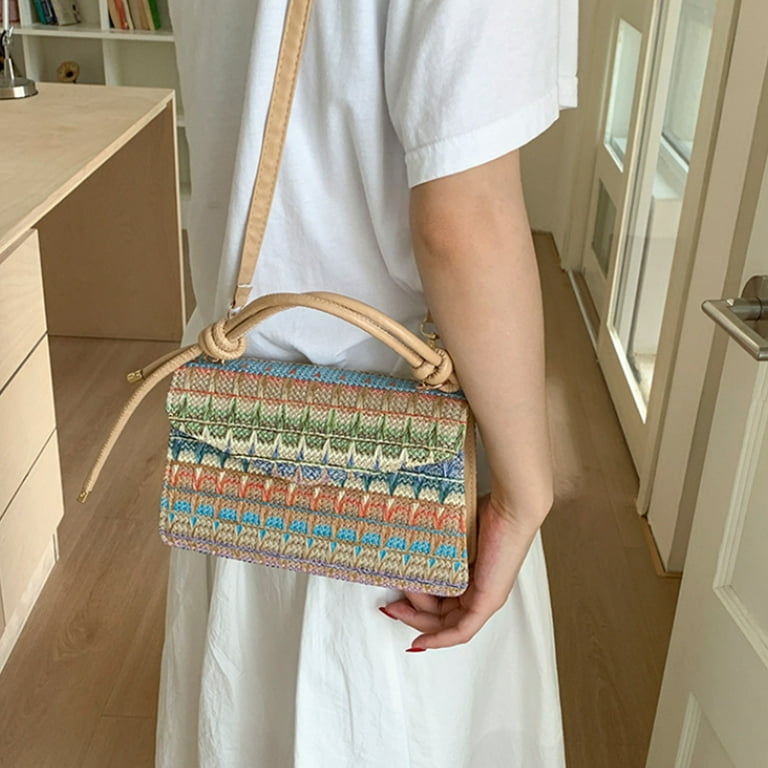 YFTDEY Mini Straw Woven Bag, Small Shoulder Crossbody Bag