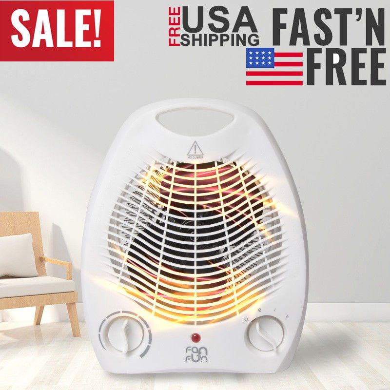 Portable Electric Space Heater Fan 800W 3 Settings Forced Adjustable Thermostat 