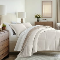 All Season Reversible Comforter Set Breathable Cool in Natural & Latte Cal King/King Size Bedding by Comfort Canopy