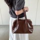 thumbnail image 5 of Bolsos Boston casuales coreanos para mujer, bolsos y carteras de diseñador de lujo, novedad de 2023, en cuero PU con cera de aceite, bolso de mano con asa superior, 5 of 5