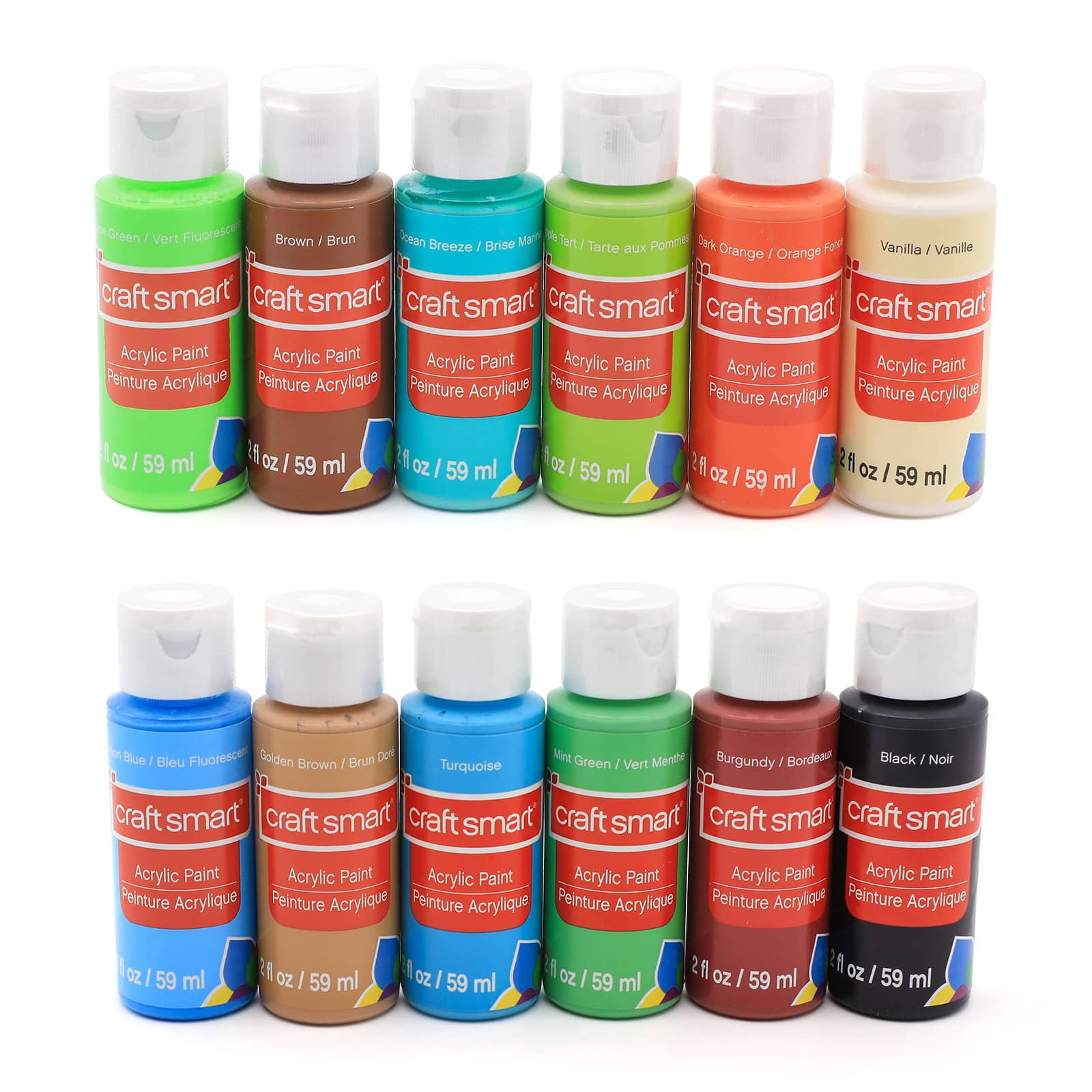 Craft Smart Acrylic Paint Set, Super Value Assorted Finishes, Multicolor, 2 fl. oz., 48-Pack