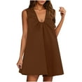 thumbnail image 2 of Weiqiqre Robe Athlétique pour Femmes Été Mini Robe d'Été à Col en V Fluide en Coton Courte avec Poches, 2 of 9