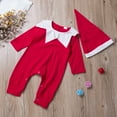 thumbnail image 2 of Qiylii Newborn Baby's Xmas Long Sleeve Romper+Hat Chrismas Santa Claus Onesies Jumpsuit 2pcs, 2 of 6