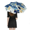 thumbnail image 5 of TEMU Blue Floral Print Rain Umbrella Sun Protection Sun Umbrella Parasol Folding Umbrella Black Glue, 5 of 9