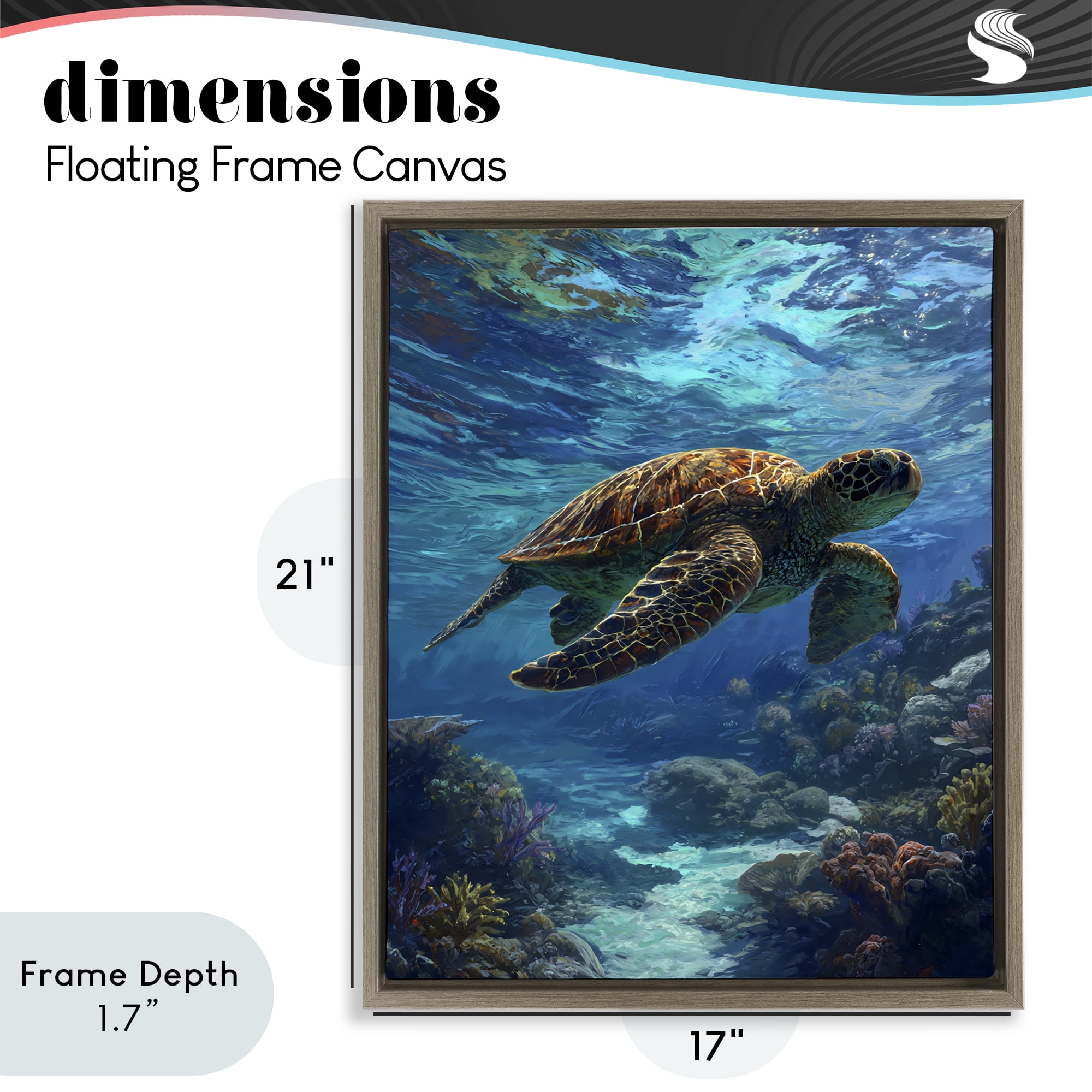 Stupell Industries Oceanic Adventurer Tortoise Brown Framed Floater Canvas Wall Art, design by Franklyn Gregory